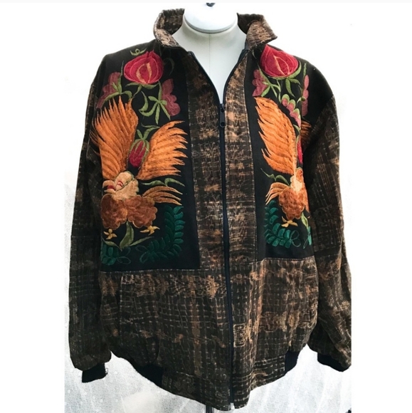 Vintage Jackets & Blazers - VINTAGE embroidered mexican eagle jacket